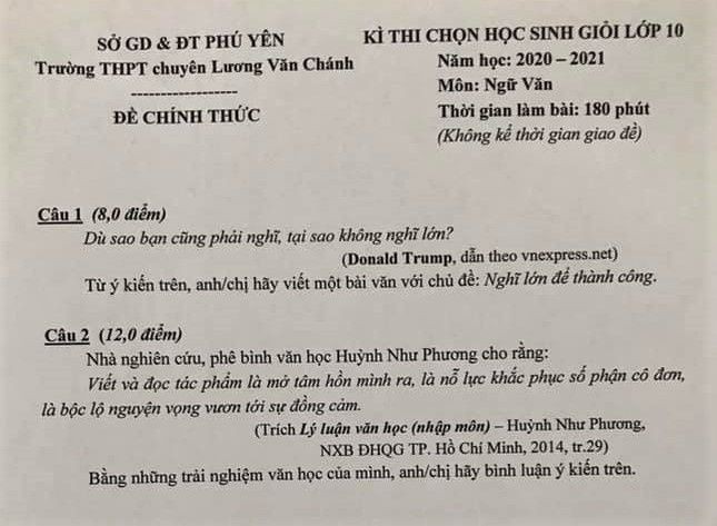 Câu nói của Tổng thống Mỹ Donald Trump vào đề thi học sinh giỏi Văn cau noi cua tong thong my donald trump vao de thi hoc sinh gioi van